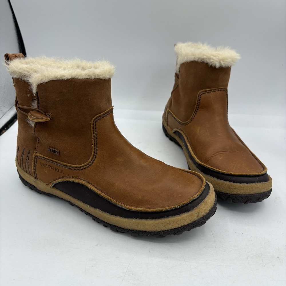 Merrell Snow Boots Womens Size 7.5 Tremblant J45932 Brown Leather Dry Winter